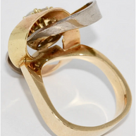 Tricolor Damenring aus Gelb-, Weiß- und Roségold mit Diamanten