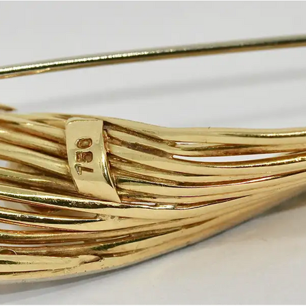 18 Karat Goldbrosche mit Diamanten und Perle