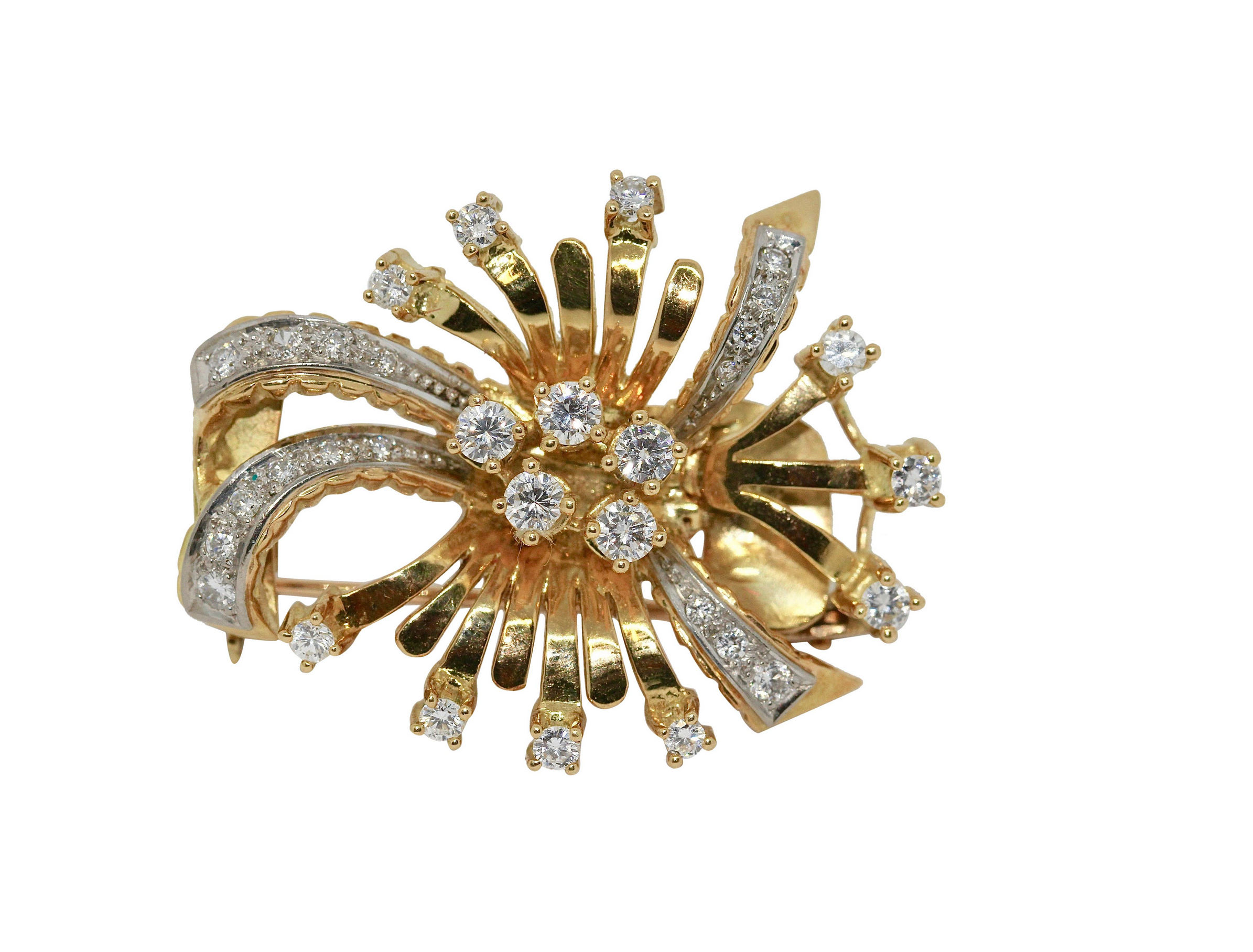 Prächtige 18 Karat Goldbrosche & Anhänger mit Diamanten