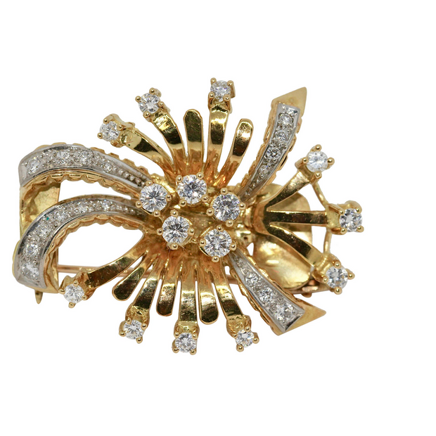 Prächtige 18 Karat Goldbrosche & Anhänger mit Diamanten