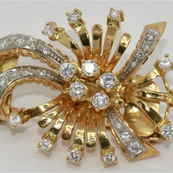 Prächtige 18 Karat Goldbrosche & Anhänger mit Diamanten