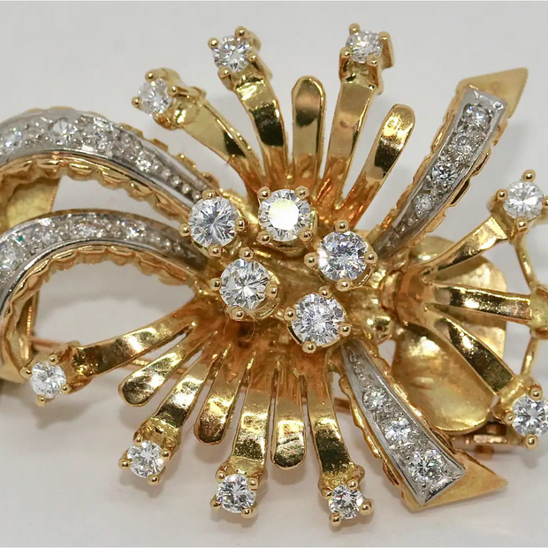 Prächtige 18 Karat Goldbrosche & Anhänger mit Diamanten