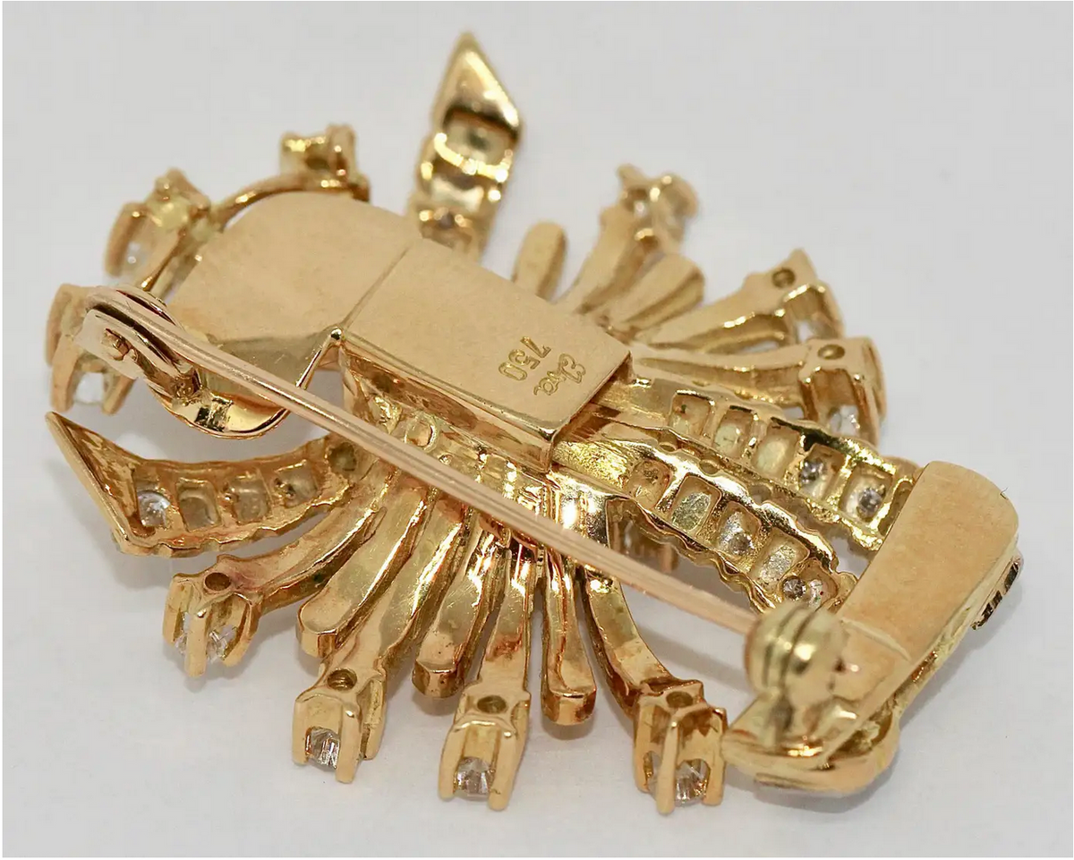 Prächtige 18 Karat Goldbrosche & Anhänger mit Diamanten