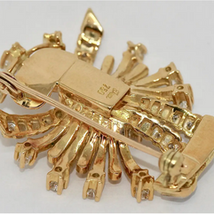Prächtige 18 Karat Goldbrosche & Anhänger mit Diamanten