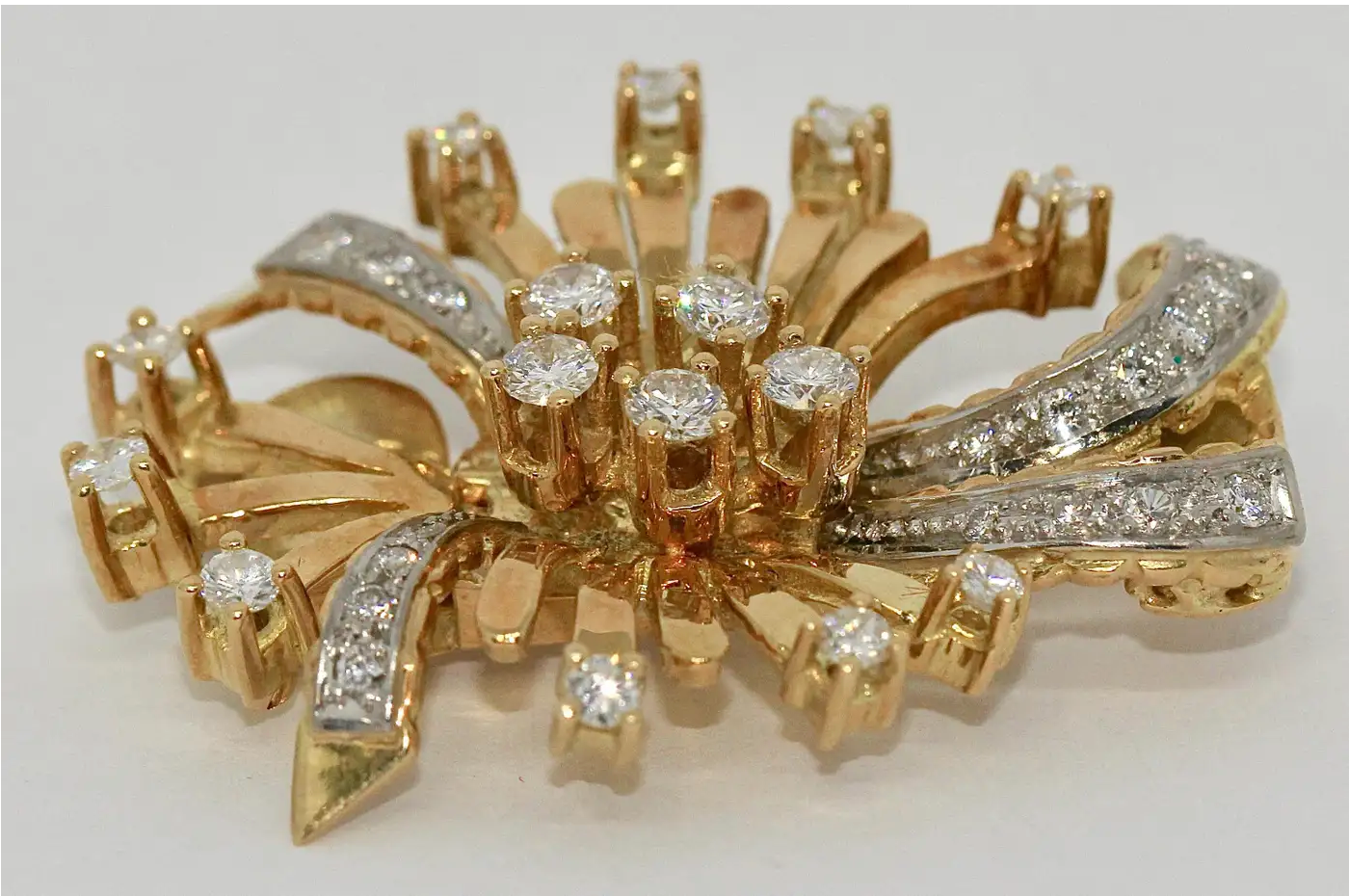 Prächtige 18 Karat Goldbrosche & Anhänger mit Diamanten