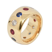 Exquisiter Damenring aus 18 Karat Roségold mit Diamanten, Rubinen und Saphiren