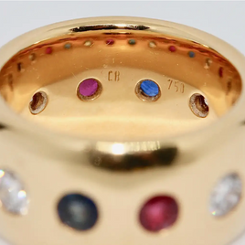 Exquisiter Damenring aus 18 Karat Roségold mit Diamanten, Rubinen und Saphiren