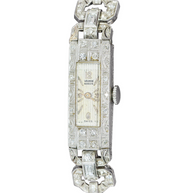 Art Déco Damenarmbanduhr aus Platin mit Diamanten