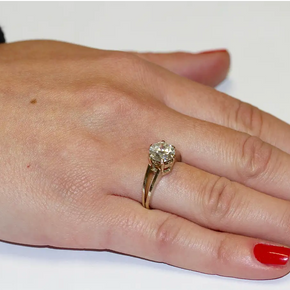 Antiker Damen Ring mit großem Diamant European Old Cut – 18 Karat Gold