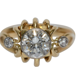 1.5 Karat Diamantring Gelbgold mit zentralem Brillanten