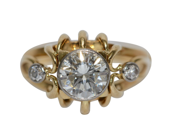 1.5 Karat Diamantring Gelbgold mit zentralem Brillanten