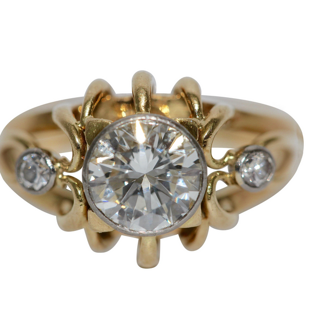 1.5 Karat Diamantring Gelbgold mit zentralem Brillanten