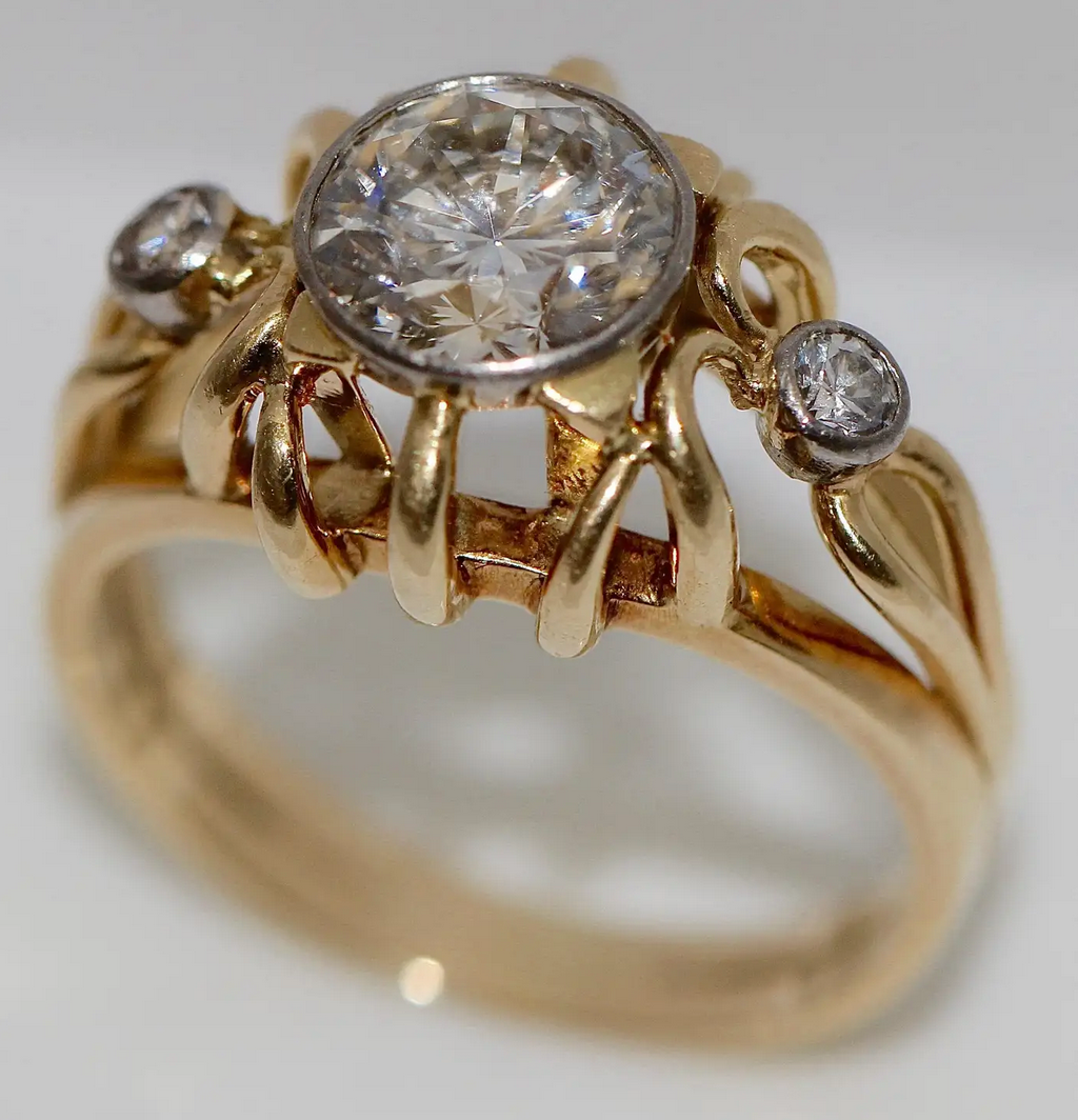 1.5 Karat Diamantring Gelbgold mit zentralem Brillanten