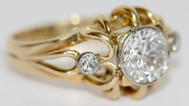 1.5 Karat Diamantring Gelbgold mit zentralem Brillanten