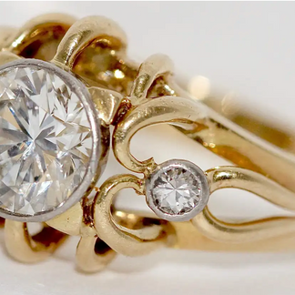 1.5 Karat Diamantring Gelbgold mit zentralem Brillanten