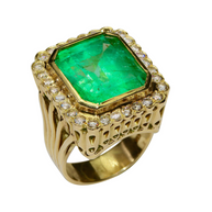 Monumentaler Smaragd-Diamant-Ring Gelbgold