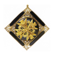 Antiker Gold Anhänger mit aufklappbarem Fach - Onyx und Filigranarbeit