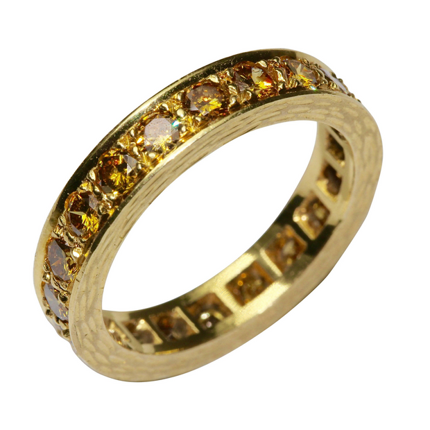 Memoire-Ring mit champagnerfarbenen Diamanten – Gelbgold
