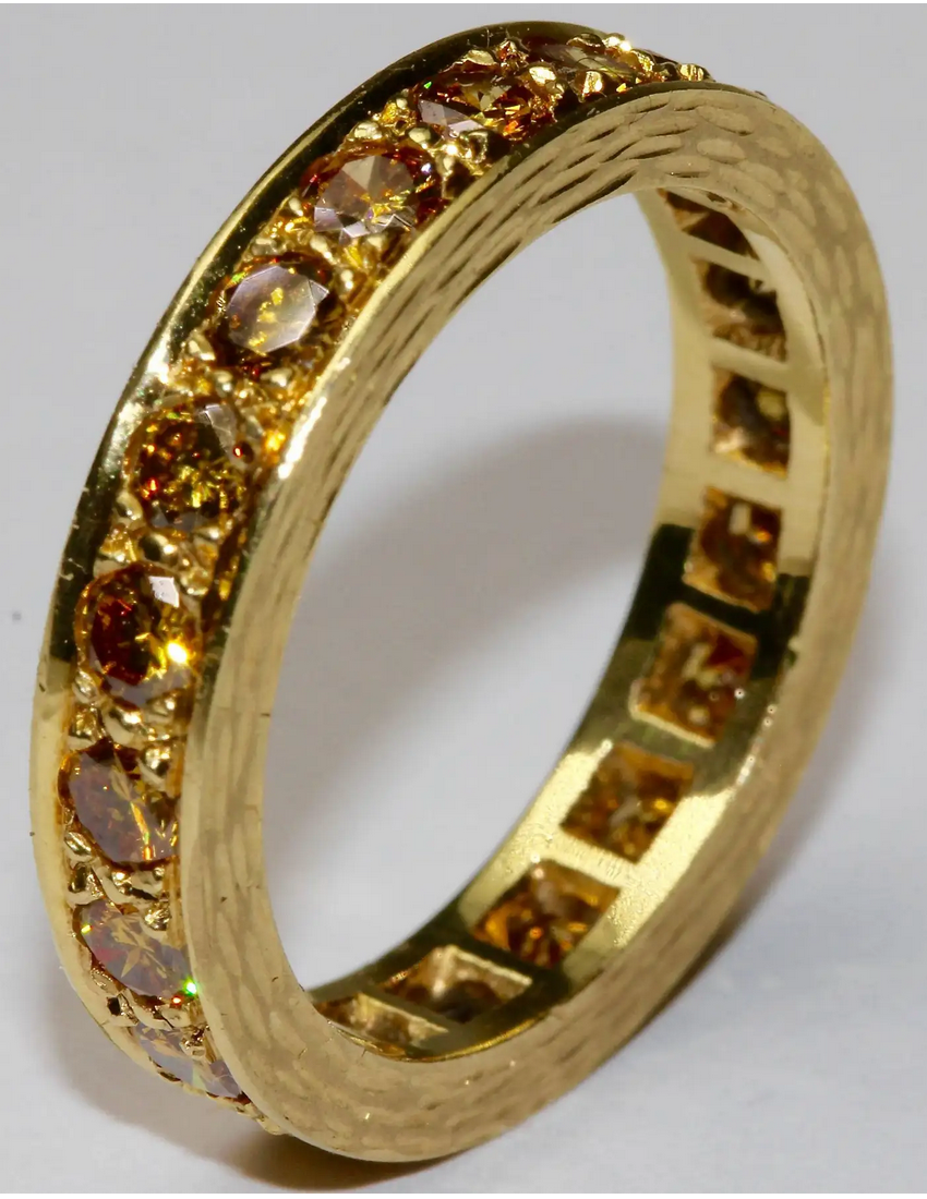 Memoire-Ring mit champagnerfarbenen Diamanten – Gelbgold