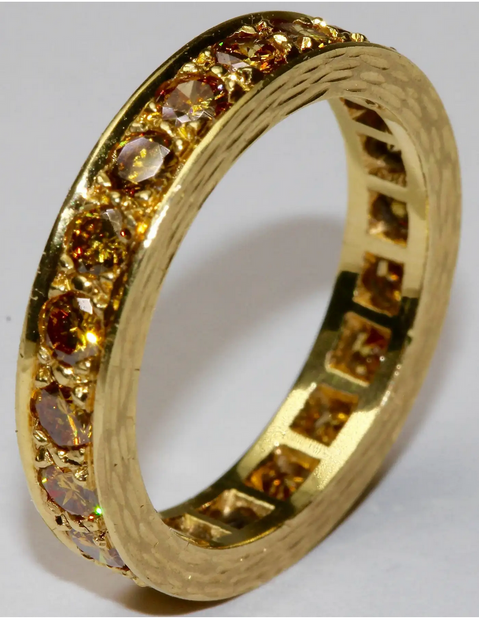 Memoire-Ring mit champagnerfarbenen Diamanten – Gelbgold