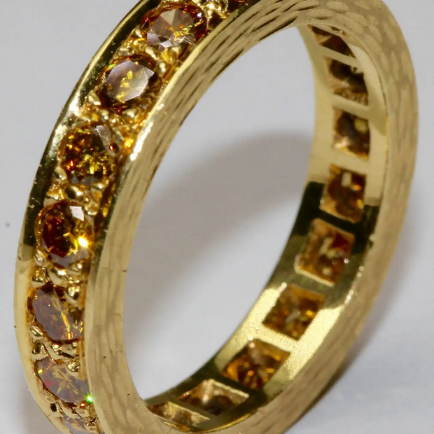 Memoire-Ring mit champagnerfarbenen Diamanten – Gelbgold