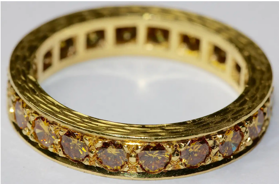 Memoire-Ring mit champagnerfarbenen Diamanten – Gelbgold