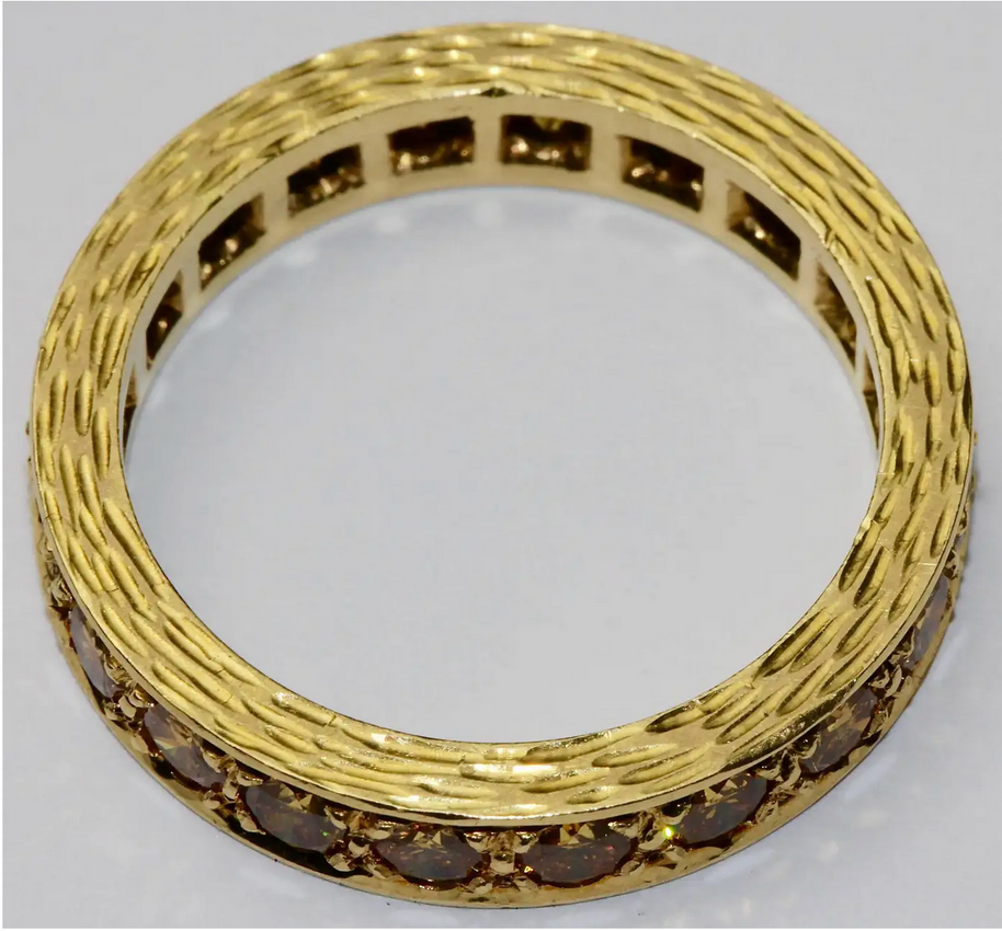 Memoire-Ring mit champagnerfarbenen Diamanten – Gelbgold