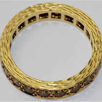 Memoire-Ring mit champagnerfarbenen Diamanten – Gelbgold