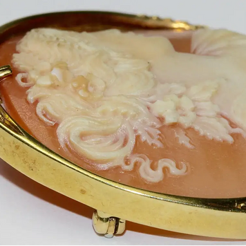 Kamee-Brosche & Anhänger in 18 Karat Gold mit Diamanten