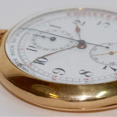 Longines Chronograph Taschenuhr „Gradué pour 30 Pulsations“ – 18 Karat Gelbgold