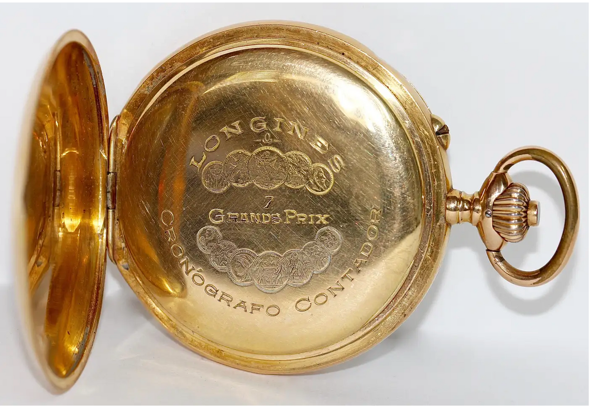 Longines Chronograph Taschenuhr „Gradué pour 30 Pulsations“ – 18 Karat Gelbgold