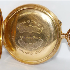 Longines Chronograph Taschenuhr „Gradué pour 30 Pulsations“ – 18 Karat Gelbgold