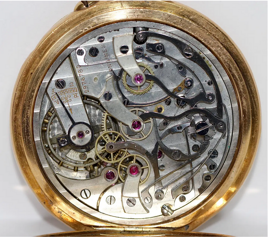 Longines Chronograph Taschenuhr „Gradué pour 30 Pulsations“ – 18 Karat Gelbgold