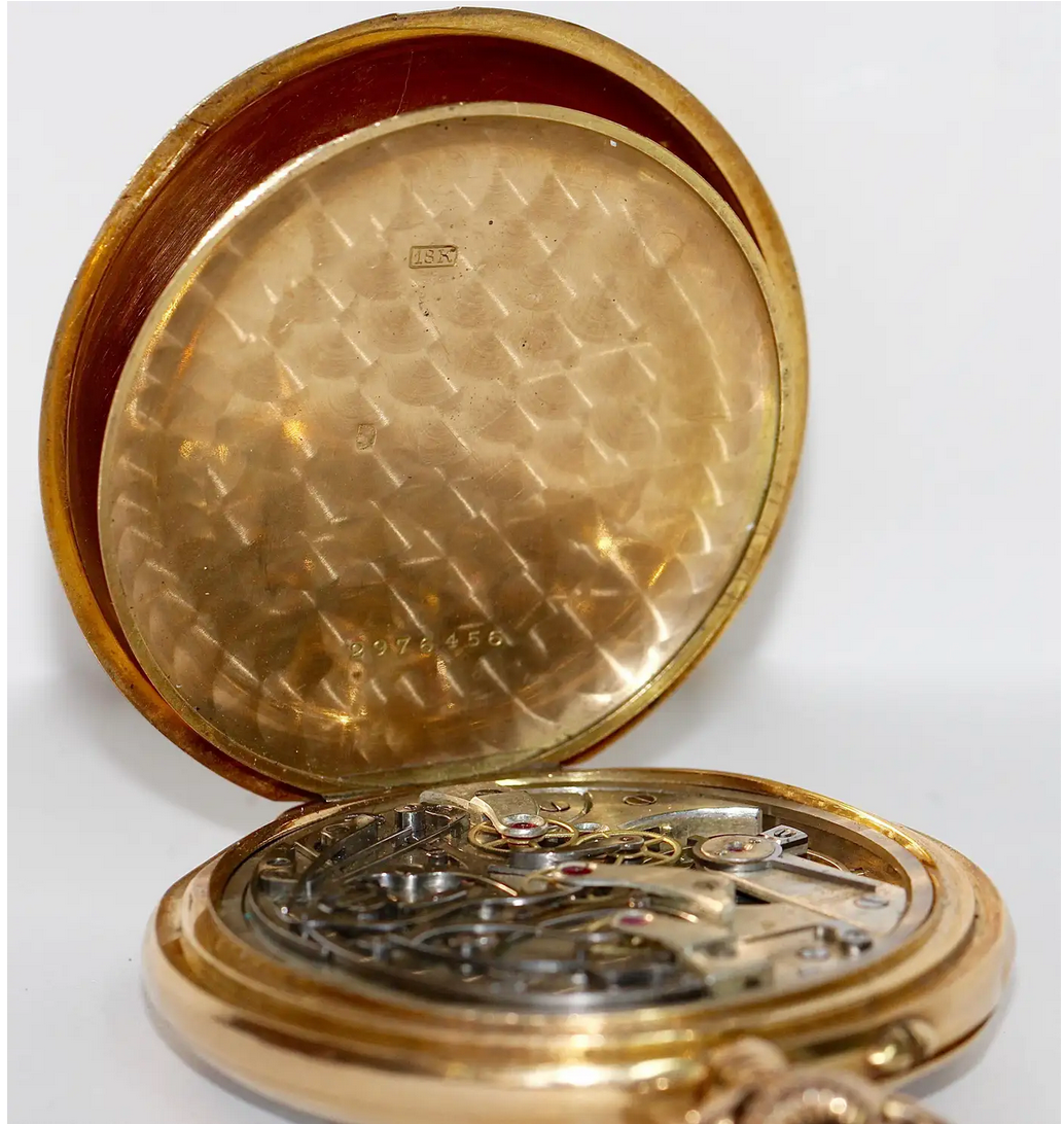 Longines Chronograph Taschenuhr „Gradué pour 30 Pulsations“ – 18 Karat Gelbgold