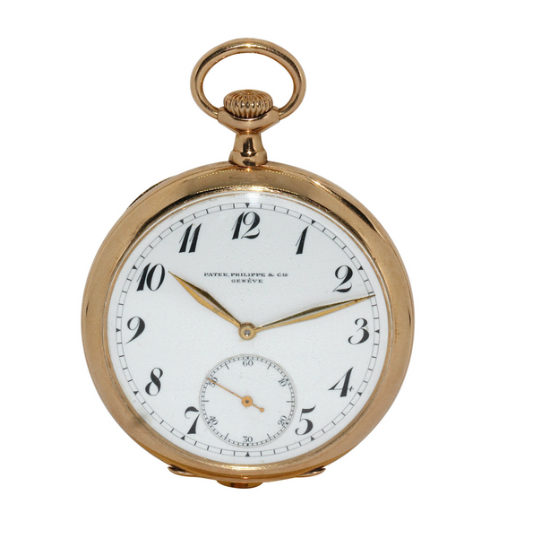 Patek Philippe 14 Karat Gold Taschenuhr mit Emailzifferblatt