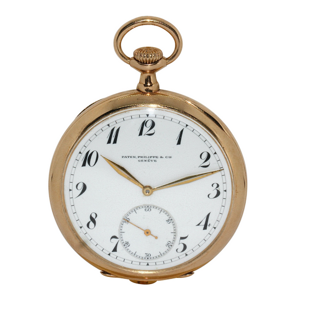 Patek Philippe 14 Karat Gold Taschenuhr mit Emailzifferblatt