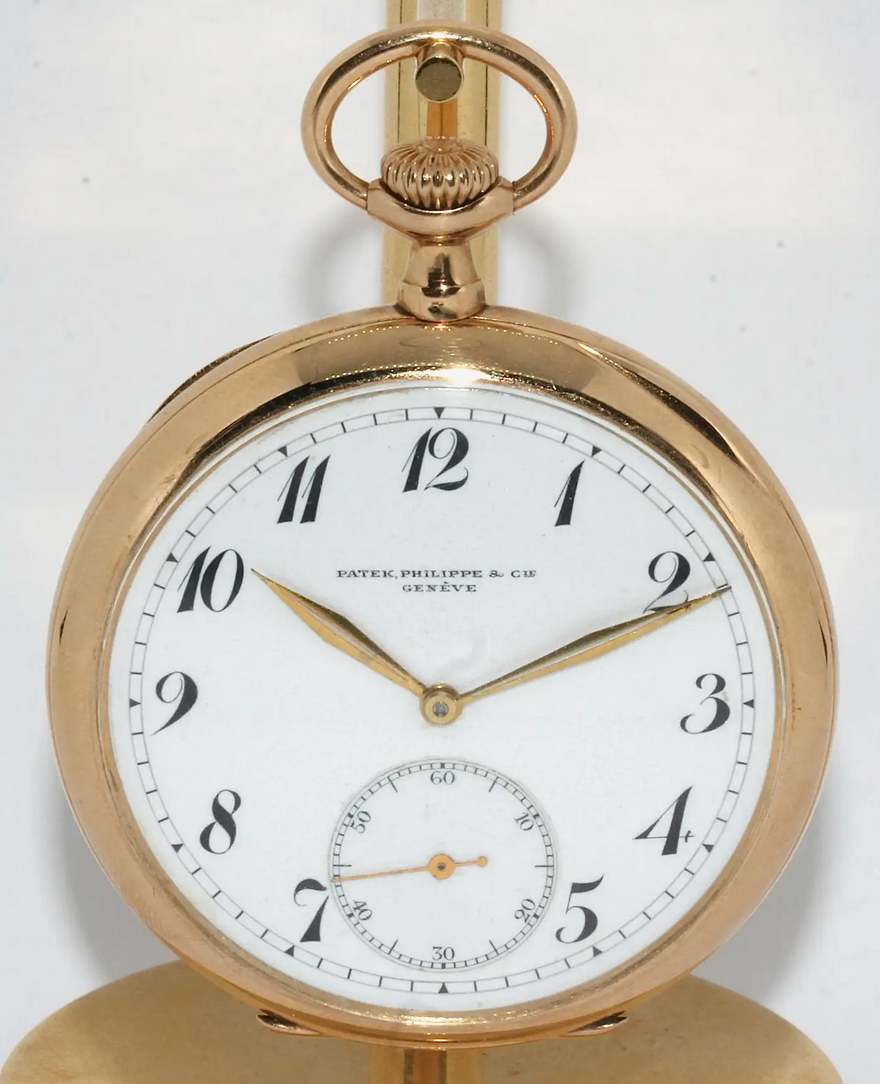 Patek Philippe 14 Karat Gold Taschenuhr mit Emailzifferblatt