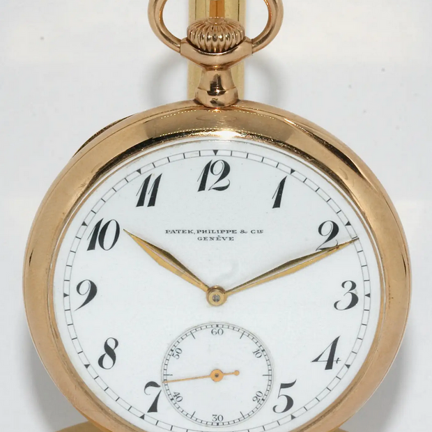 Patek Philippe 14 Karat Gold Taschenuhr mit Emailzifferblatt