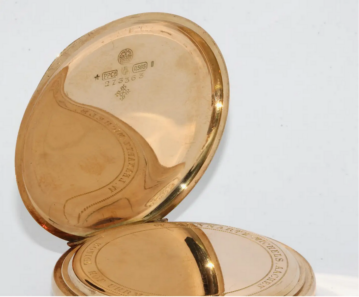 Patek Philippe 14 Karat Gold Taschenuhr mit Emailzifferblatt
