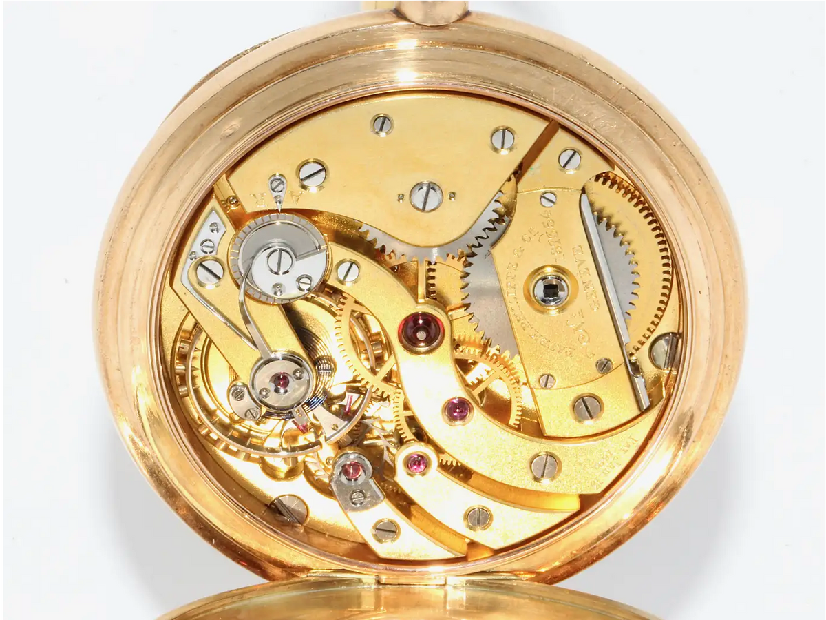 Patek Philippe 14 Karat Gold Taschenuhr mit Emailzifferblatt