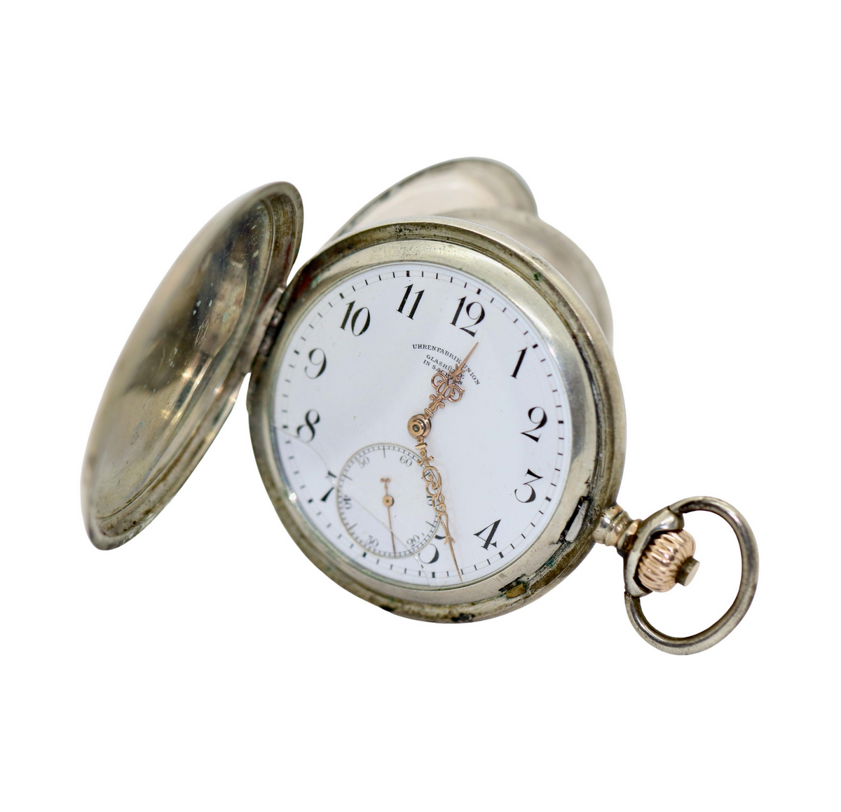 Glashütte Uhrenfabrik Union – Silberne Taschenuhr, Gehäuse von Dürrstein & Co.