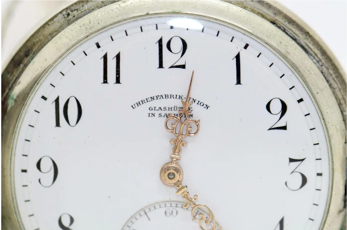 Glashütte Uhrenfabrik Union – Silberne Taschenuhr, Gehäuse von Dürrstein & Co.