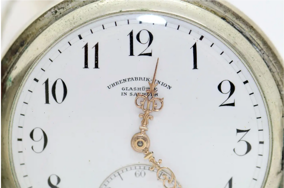 Glashütte Uhrenfabrik Union – Silberne Taschenuhr, Gehäuse von Dürrstein & Co.