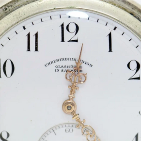 Glashütte Uhrenfabrik Union – Silberne Taschenuhr, Gehäuse von Dürrstein & Co.