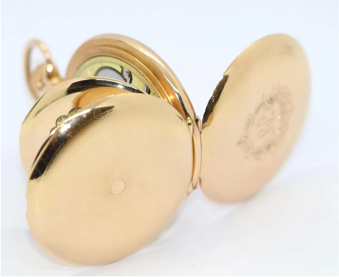 Longines – Schwere 14 Karat Gold Taschenuhr mit arabischem Emailzifferblatt