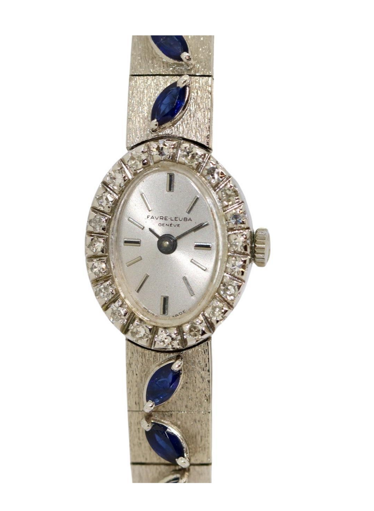 Favre-Leuba – Damenarmbanduhr aus 18 Karat Weißgold mit Diamanten und Saphiren