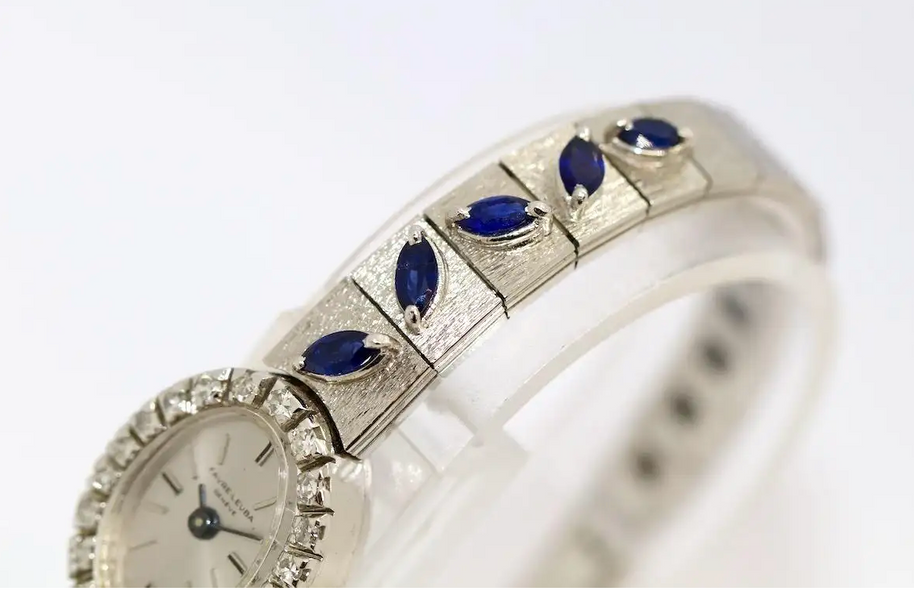 Favre-Leuba – Damenarmbanduhr aus 18 Karat Weißgold mit Diamanten und Saphiren
