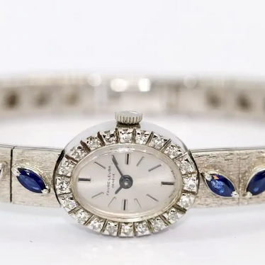 Favre-Leuba – Damenarmbanduhr aus 18 Karat Weißgold mit Diamanten und Saphiren