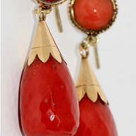 Antike Ohrhänger Gold mit Edelkorallen - Korallen-Ohrringe