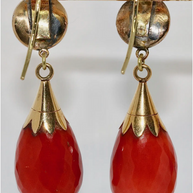 Antike Ohrhänger Gold mit Edelkorallen - Korallen-Ohrringe